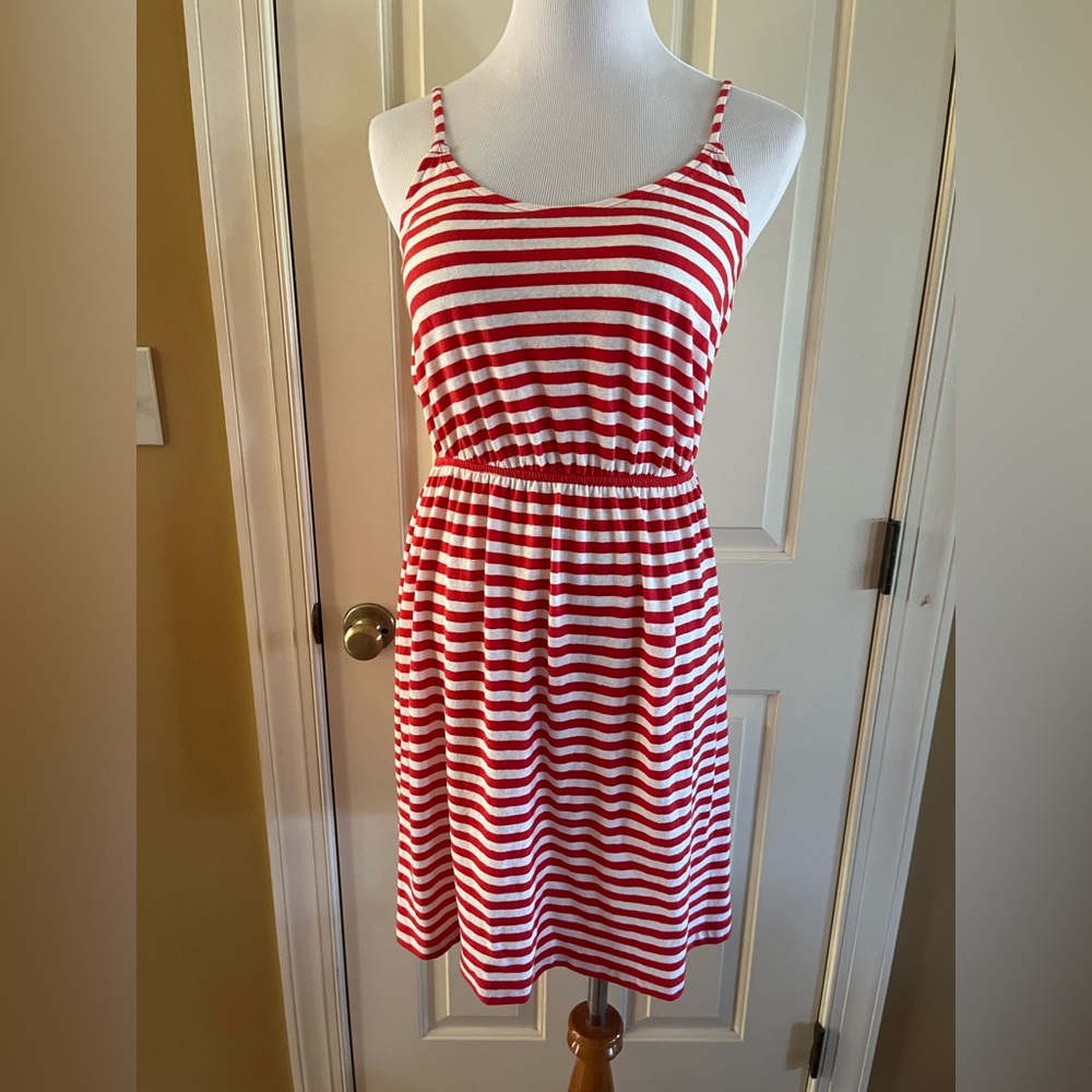New J. Crew Factory Red & White Striped Cami Dress Size Small